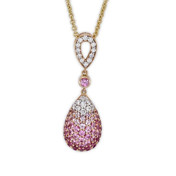 18K Two Tone Gold 1.03ct Pink Sapphire & 0.19Ct Diamond Pendant