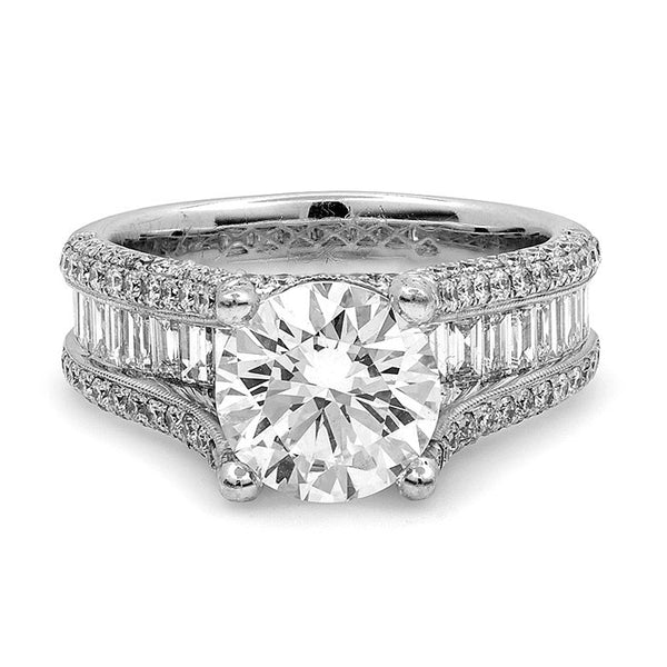 18k White Gold 4.01TCW EGL Certified Round Cut Diamond Engagement Ring