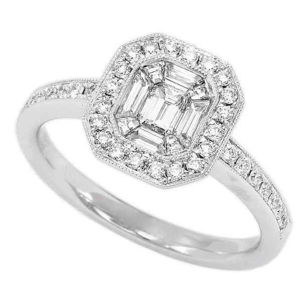 18K White Gold 0.71TCW Baguette Cut Diamond Engagement Ring