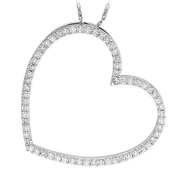 18K White Gold 1.34tcw Diamond Heart Pendant