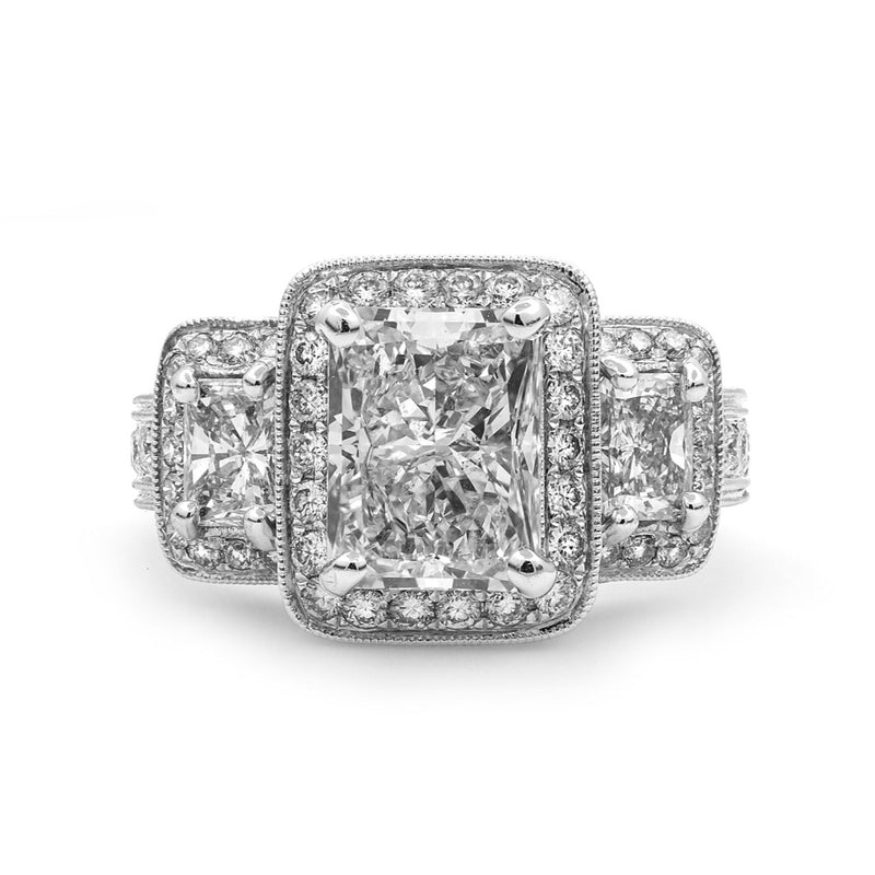 14K White Gold 5.46TCW Radiant Cut Diamond Engagement Ring