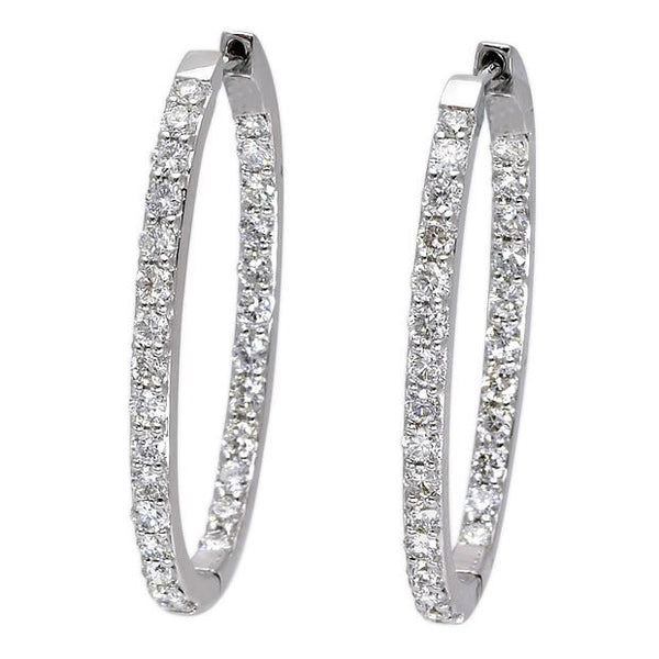 18k White Gold 1.39tcw Round Diamond Hoop Earrings