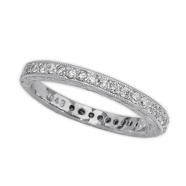 18K White Gold 0.43Ct Round Cut Diamond Wedding Ring