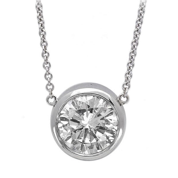 14K White Gold 2.66ct Solitaire Diamond Necklace