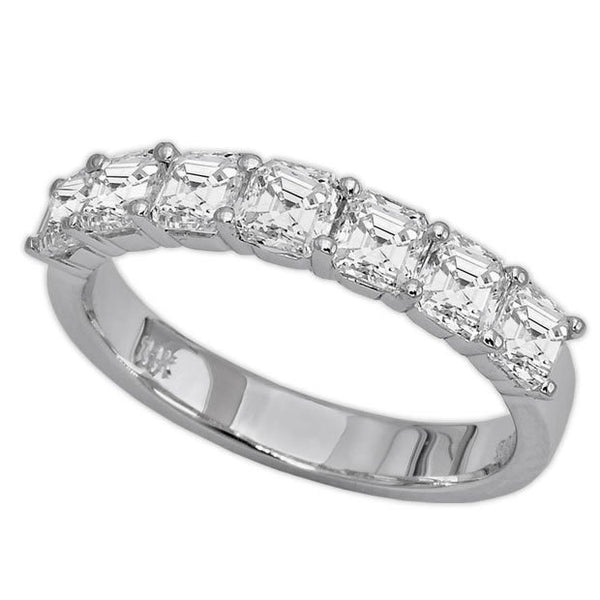14K White Gold 1.66tcw Ascher Cut Diamond Ladies Wedding Ring