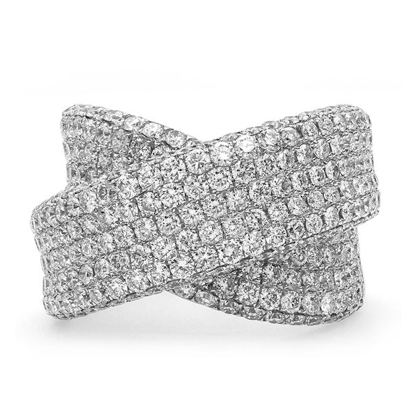 18K White Gold 3.34Ct Pave Diamond Ladies Wedding Ring