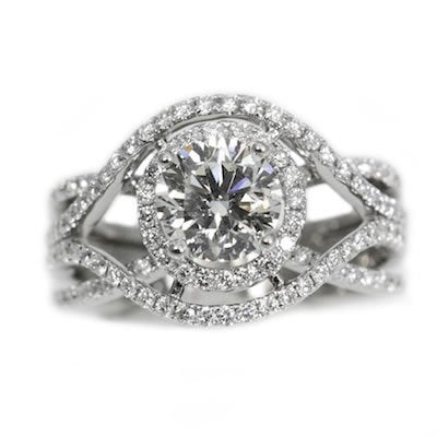 18K White Gold 2.21TCW Round Cut Diamond Engagement Ring