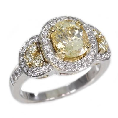 18K Two Tone 2.18tcw Oval Cut Yellow Sapphire & Diamond Ring