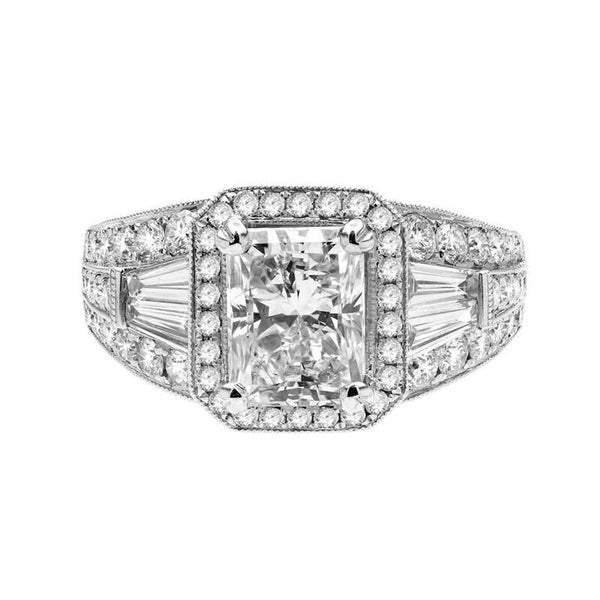 18K White Gold 3.60TCW Radiant Cut Diamond Engagement Ring