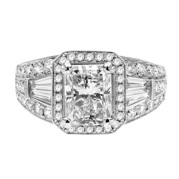 18K White Gold 3.69TCW Radiant Cut Diamond Engagement Ring