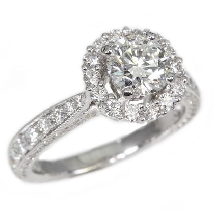 18K White Gold 2.14TCW Round Cut Diamond Engagement Ring