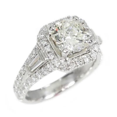 18K White Gold 3.33TCW Cushion Cut Diamond Engagement Ring