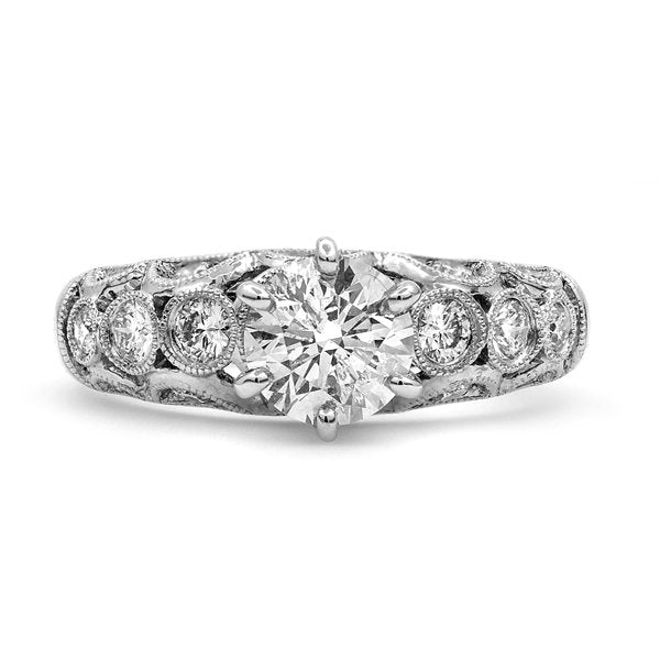 18K White Gold 1.54TCW Round Cut Diamond Engagement Ring