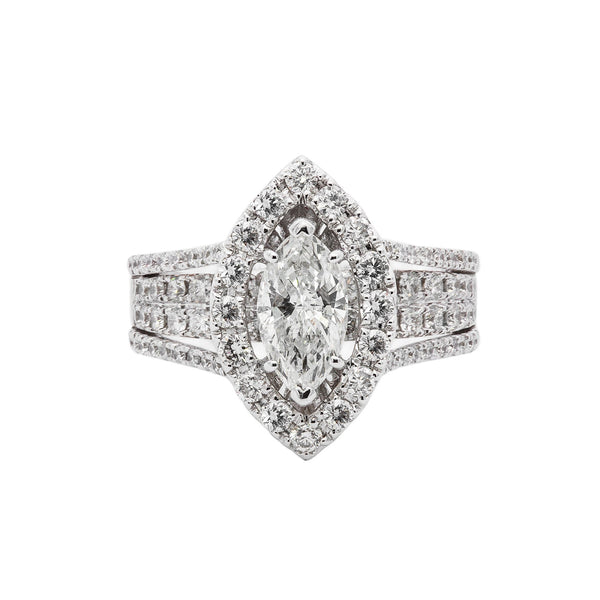 18Kt White Gold 2.73TCW Marquise Cut Diamond Engagement Ring