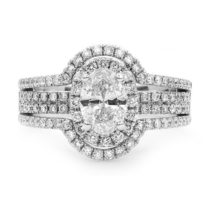 18k White Gold 2.14TCW Oval Cut Diamond Engagement Ring