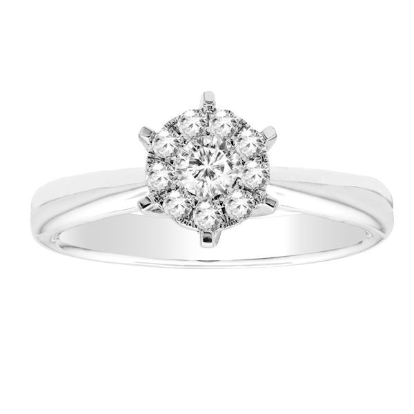 18K White Gold 0.38TCW Cluster Diamond Engagement Ring