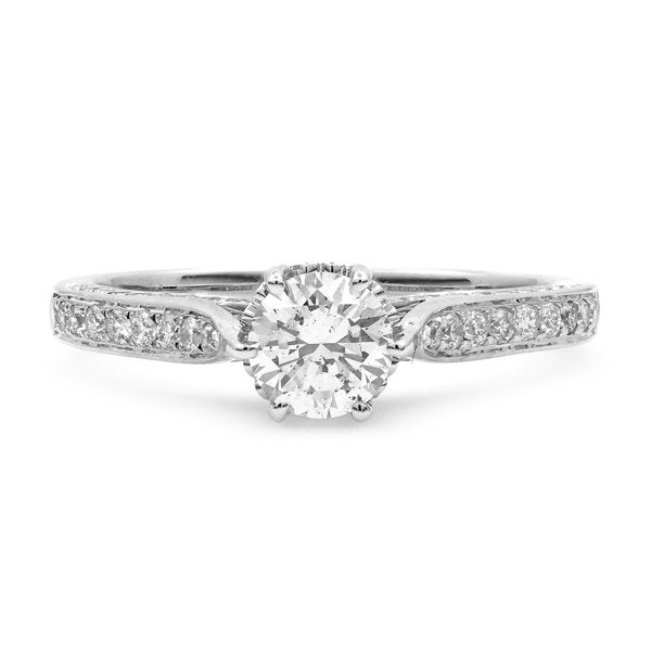 18k White Gold 0.97tcw Round Cut Diamond Engagement Ring