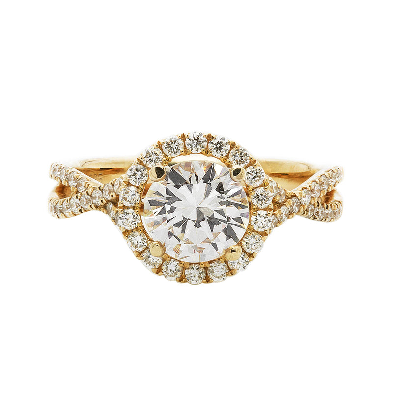 14K Yellow Gold 1.59TCW Round Cut Diamond Engagement Ring
