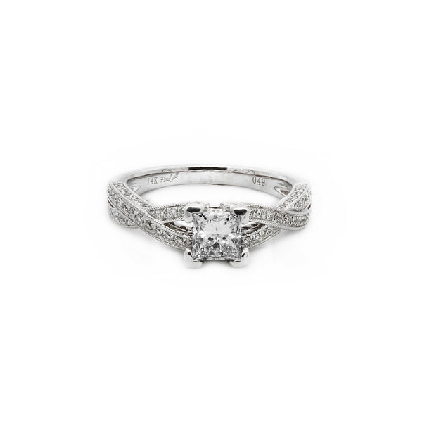 18K White Gold 1.19TCW Princess Cut Diamond Engagement Ring