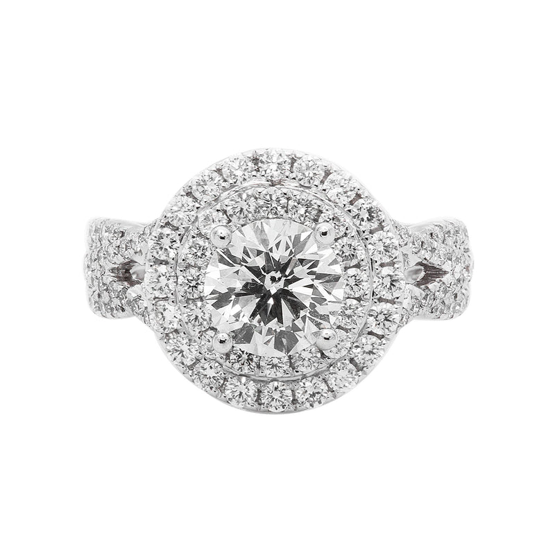 18K White Gold 2.33TCW Round Cut Diamond Engagement Ring