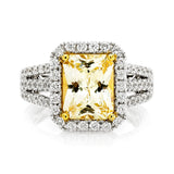 18K Two Tone 3.19tcw Radiant Cut Yellow Sapphire & 0.93tcw Diamond Ladies Ring