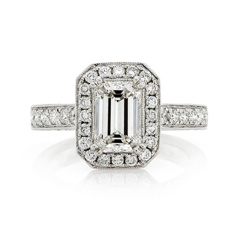 18K White Gold 3.08tcw Emerald Cut Diamond Wedding Ring Set