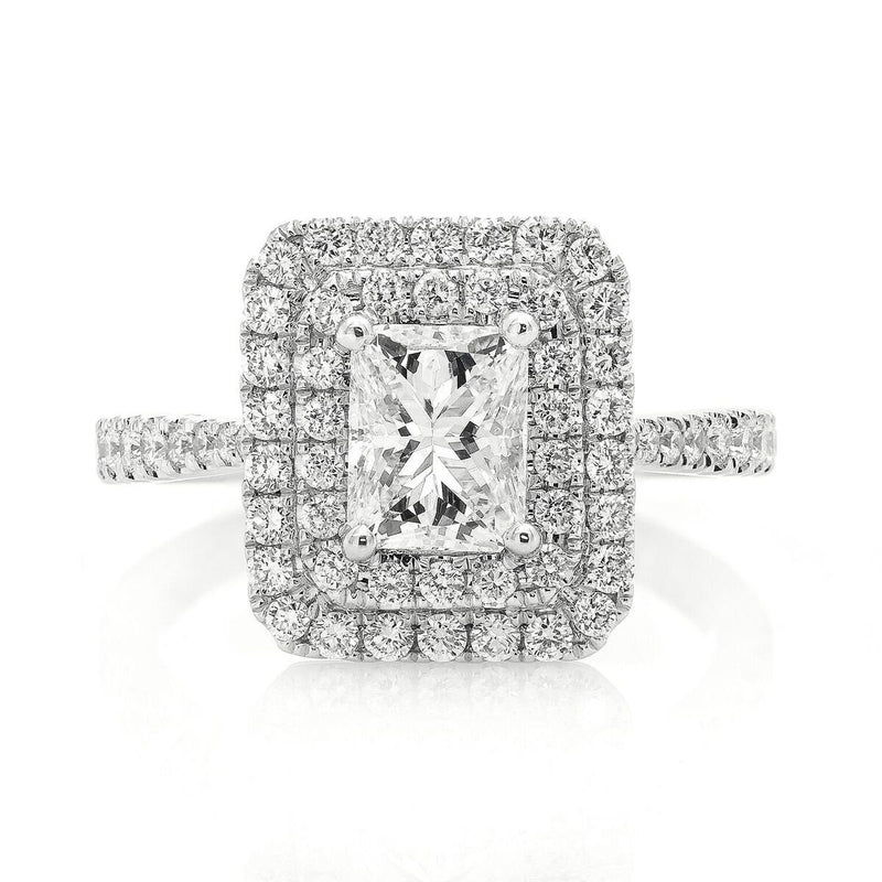 18K White Gold 1.74TCW Radiant Cut G.I.A Certified Diamond Engagement Ring