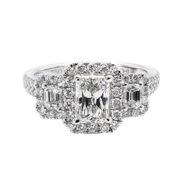 18K White Gold 1.96TCW Radiant Cut Diamond Engagement Ring