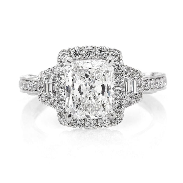18K White Gold 2.73TCW Radiant Cut G.I.A Certified Diamond Engagement Ring