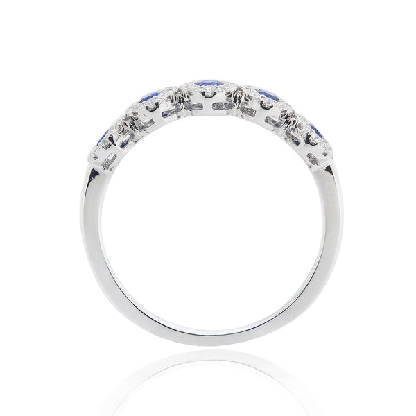 18k White Gold 0.33tcw Round Cut Sapphire & 0.24tcw Diamond Ladies Ring