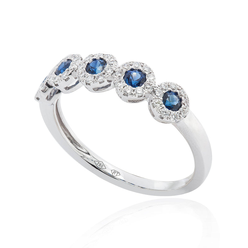 18k White Gold 0.33tcw Round Cut Sapphire & 0.24tcw Diamond Ladies Ring