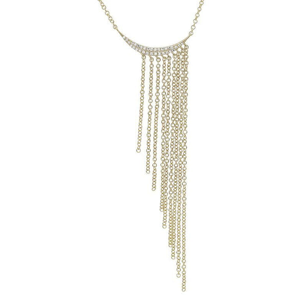 14K Yellow Gold 0.08tcw Chain Tassel Diamond Necklace