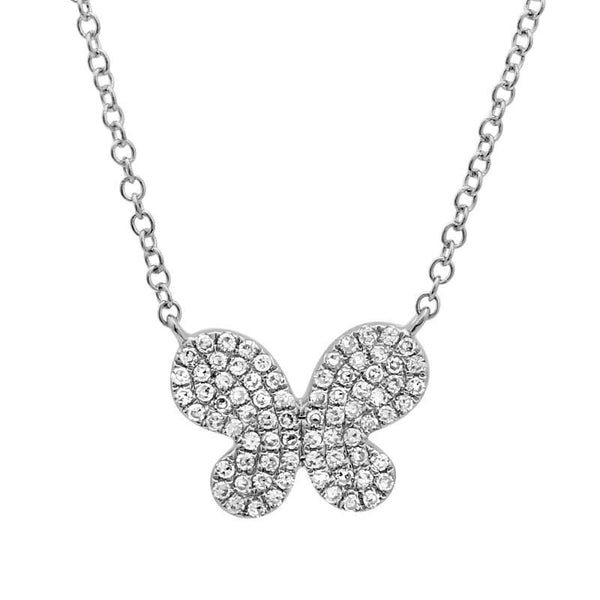 14K White Gold 0.17tcw Diamond Butterfly Necklace