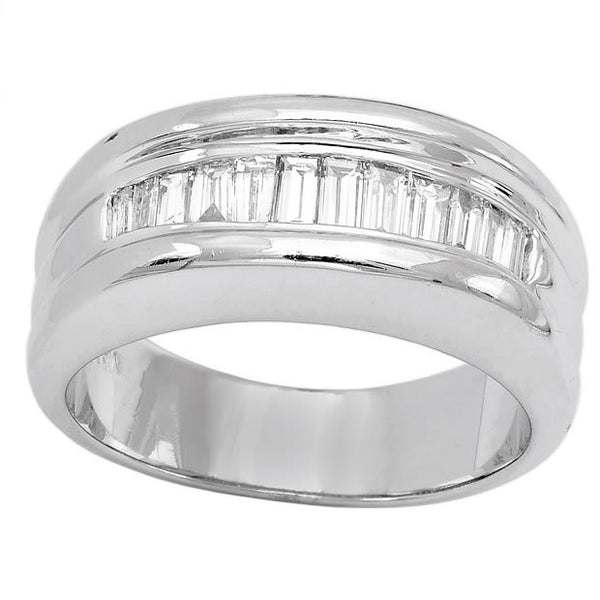 14K White Gold Baguette 1.04tcw Channel Type Mens Diamond Ring