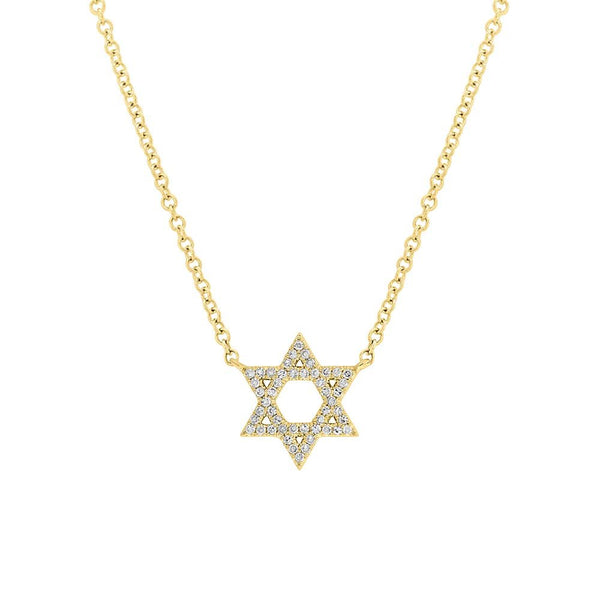14K Yellow Gold 0.11tcw Star of David Diamond Necklace