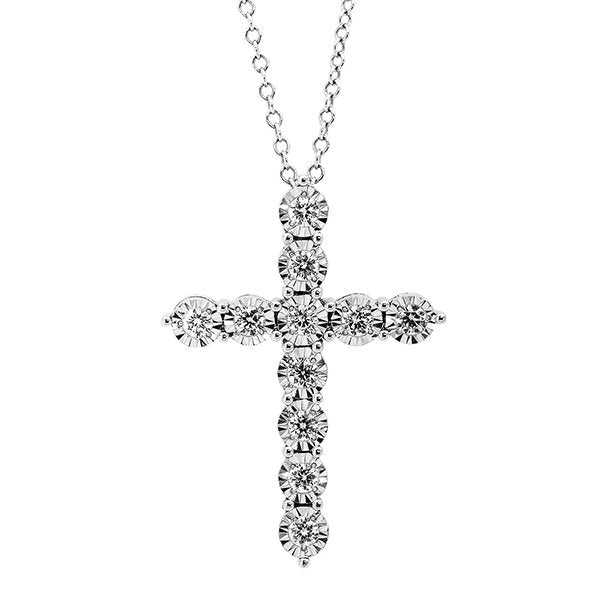 18K White Gold 0.28TCW Diamond Cross Pendant