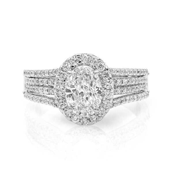 18K White Gold 1.71TCW Oval Cut Diamond Engagement Ring