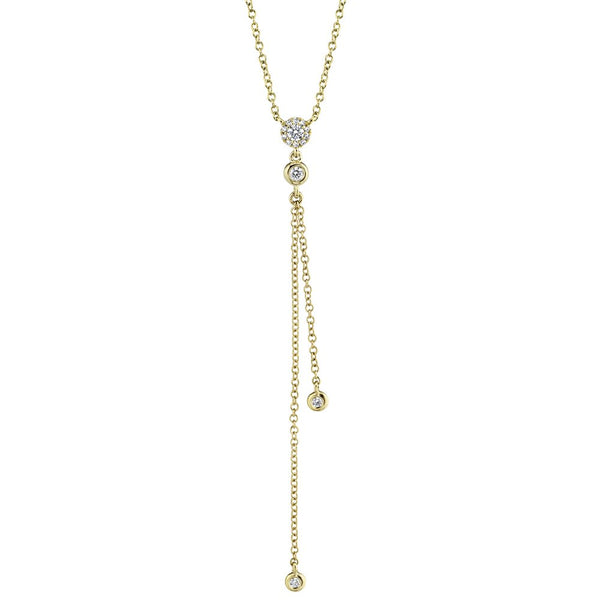 14K Yellow Gold 0.13tcw Diamond Lariat Necklace
