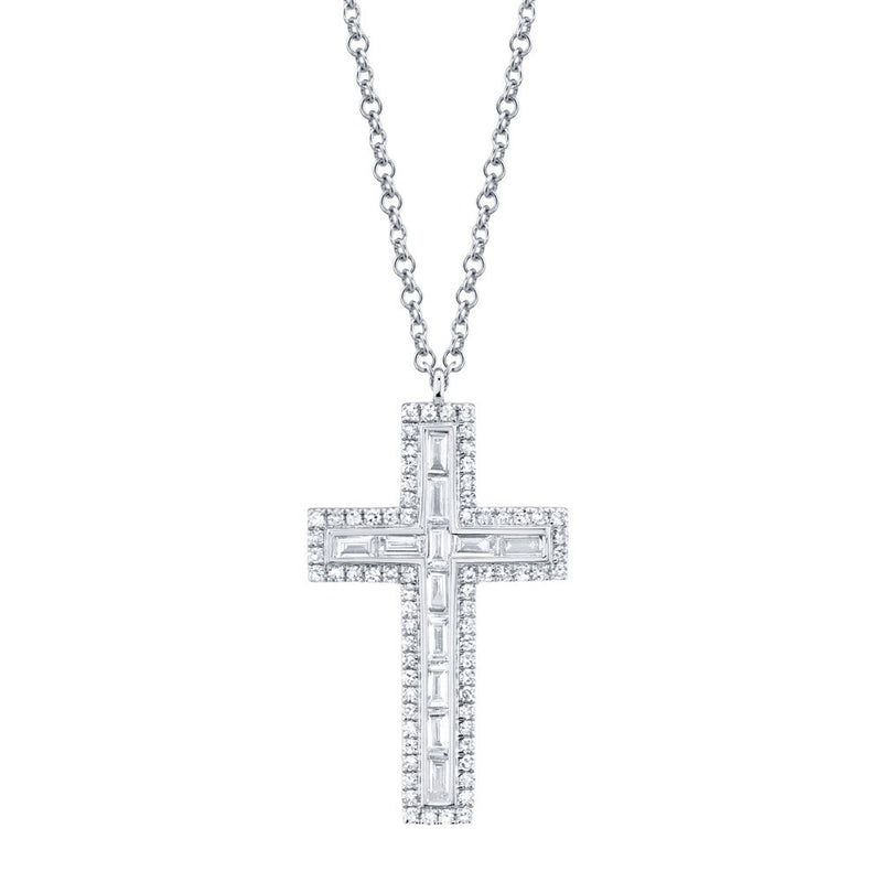 14K White Gold 0.31tcw Diamond Cross Pendant