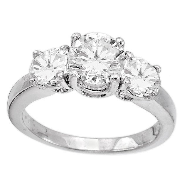 Platinum 2.32tcw Round Cut Three Stone Diamond Engagement Ring