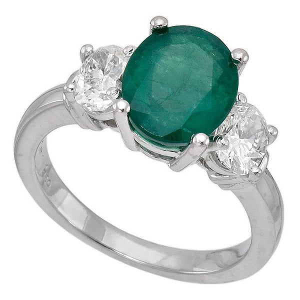 Platinum 2.37tcw Oval Cut Emerald & 1.03tcw Diamond Ring