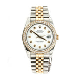 Pre-Owned Rolex 'Date Just' 41 Two Tone Stainless Steel, Diamond & 18Kt Yellow Gold