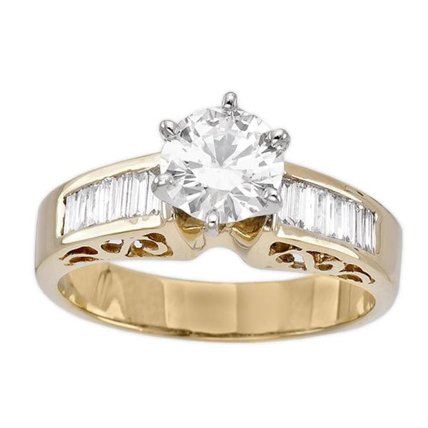 14K Yellow Gold 1.26TCW Round Cut Diamond Engagement Ring