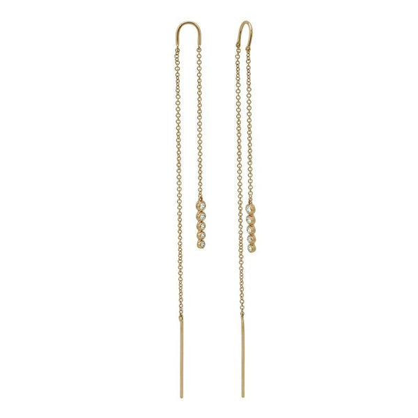14k Yellow Gold 0.19tcw Threader Diamond Earrings