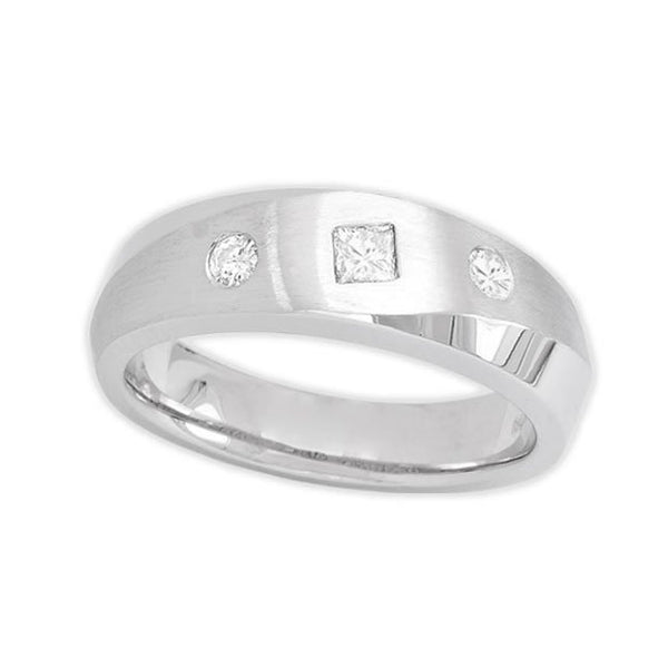 14K White Gold 0.33tcw Princess Cut Diamond Men's Ring