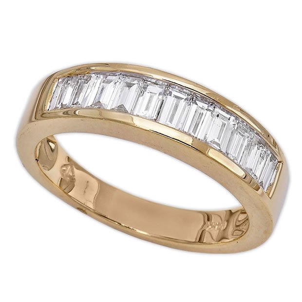 14K Yellow Gold 0.80tcw Baguette Cut Diamond Ladies Wedding Ring