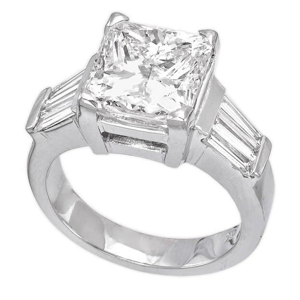 18K White Gold 5.69TCW Princess Cut Three Stone Diamond Engagement Ring