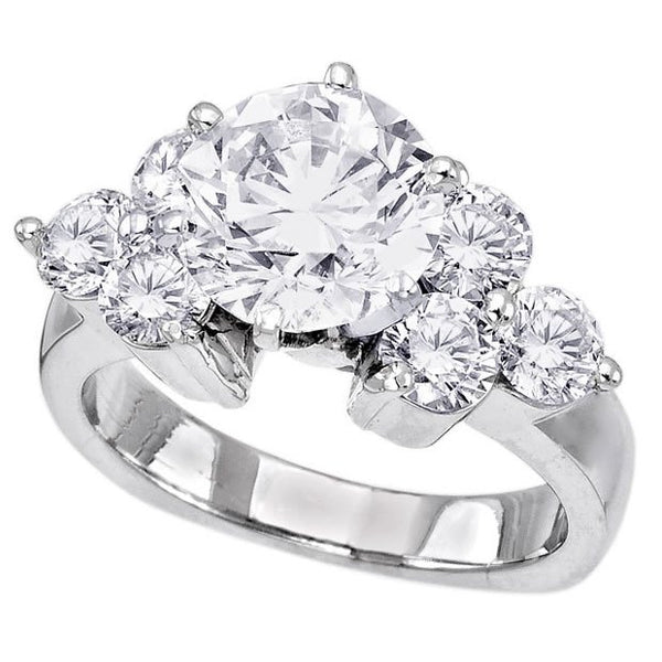 14K White Gold 3.90TCW Round Cut Diamond Engagement Ring