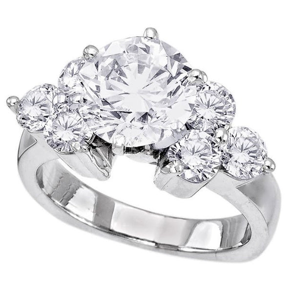 14K White Gold 3.90tcw Round Cut Diamond Engagement Ring