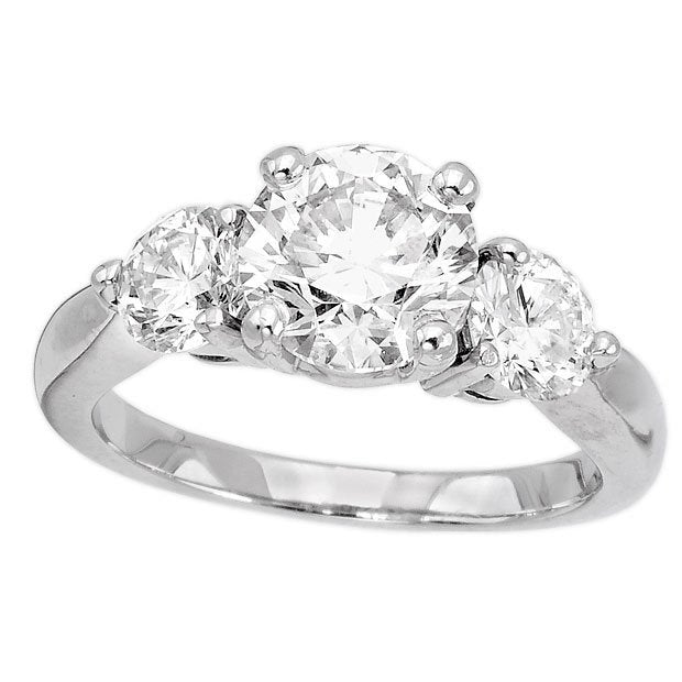 Platinum 2.50TCW Round Cut Three Stone Diamond Engagement Ring